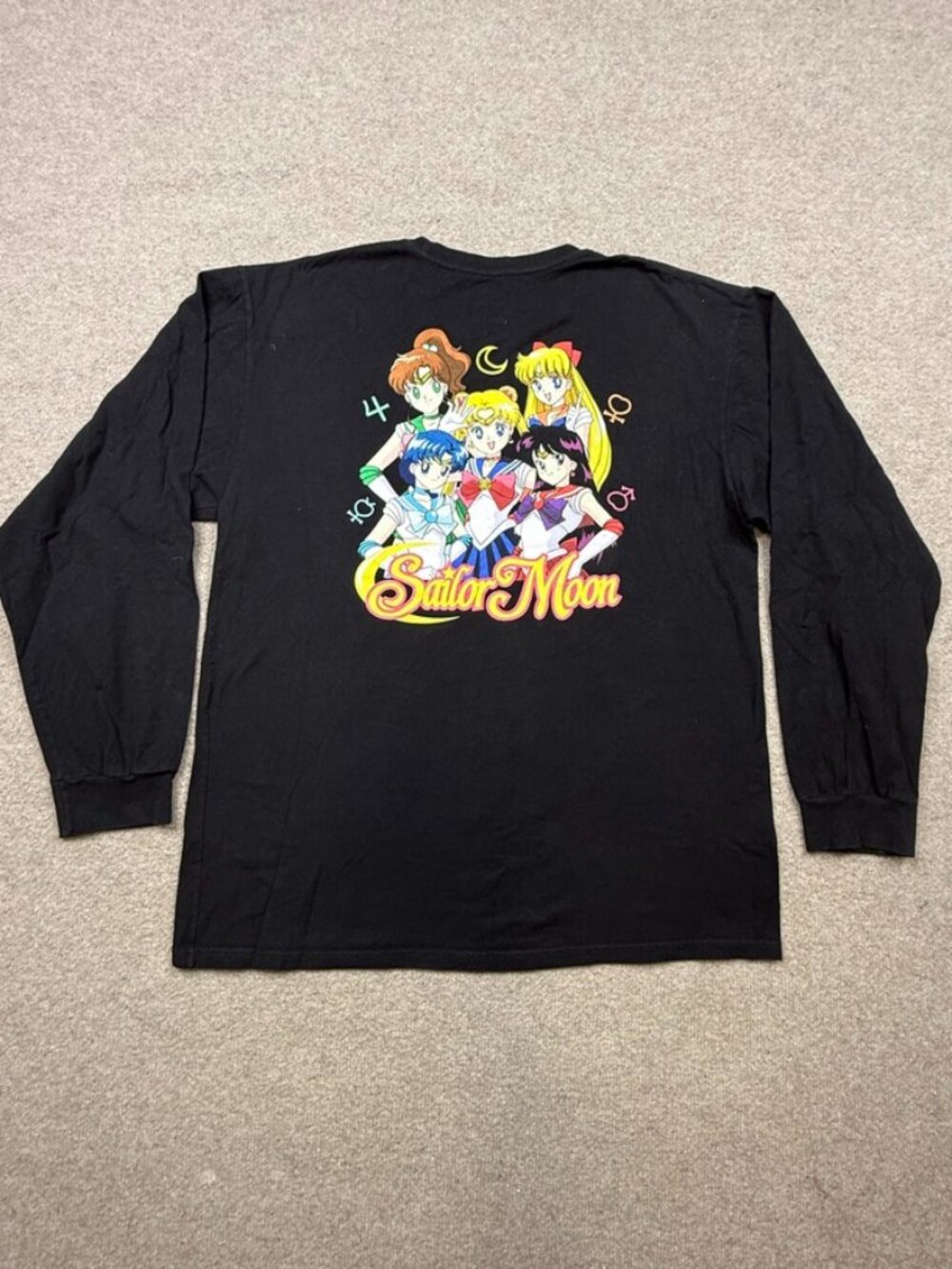 Vans x Sailor Moon T Shirt Men's Size L Black Long Sleeve Crew Neck Anime Tee